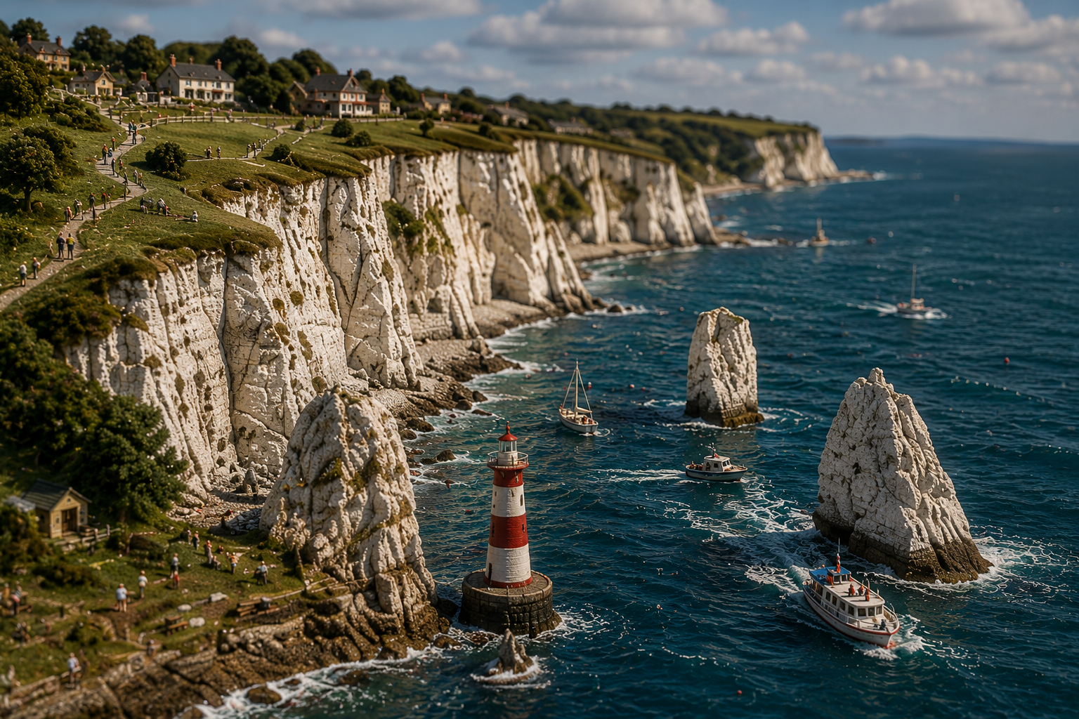 Miniature interpretation of The Needles and lighthouse