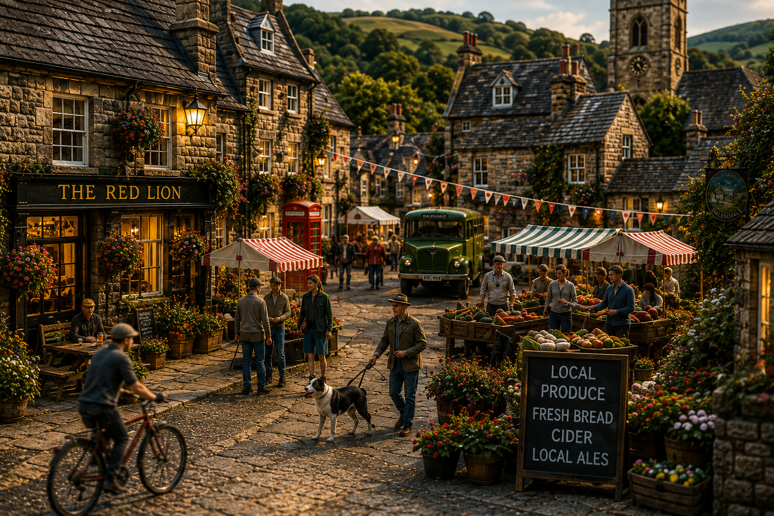Miniature rural village market scene