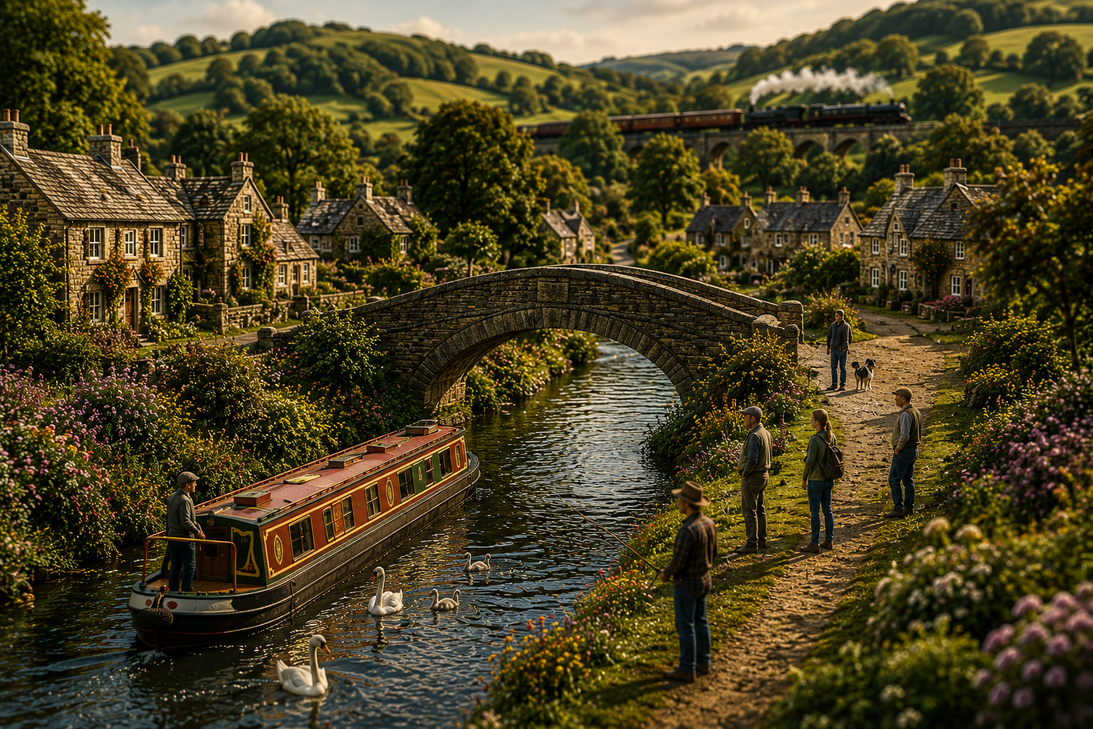 Miniature English canal landscape