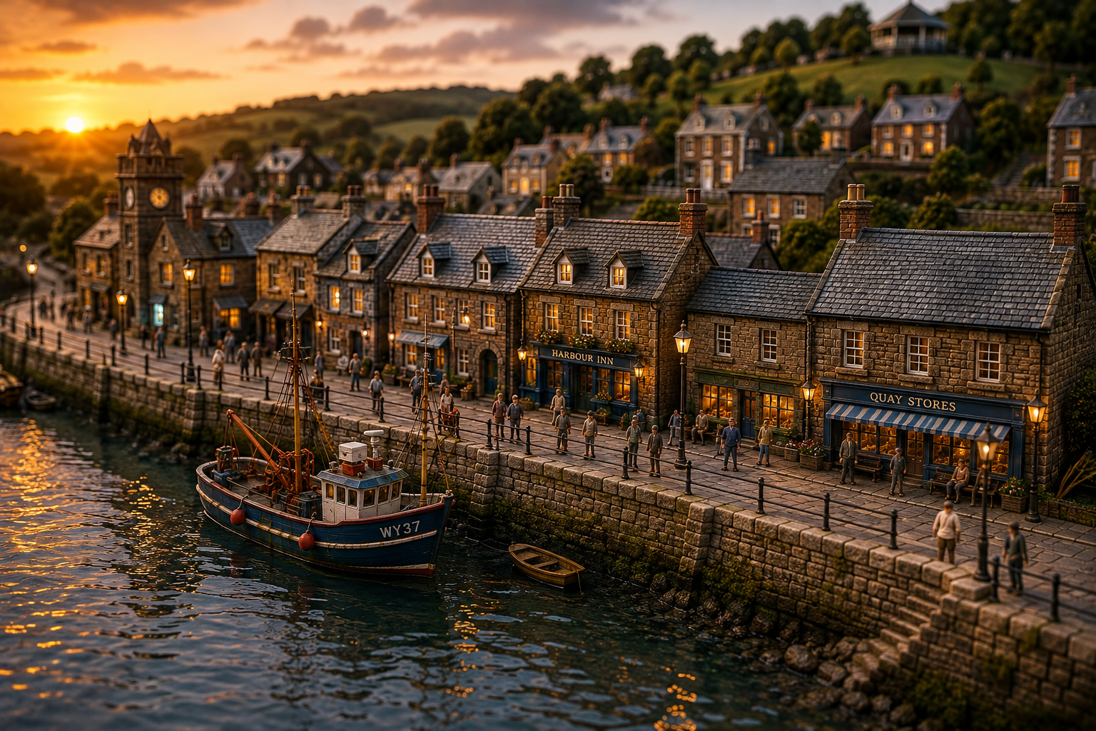 Miniature harbour village representing community and culture