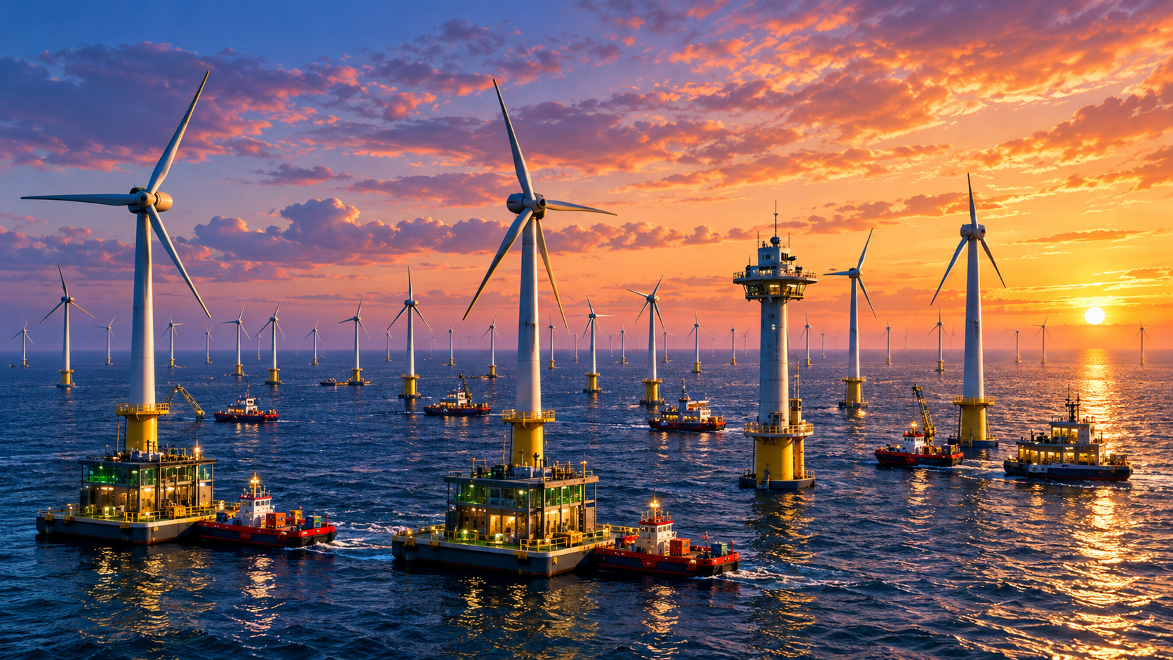 Miniature offshore wind energy landscape representing a cleaner and more sustainable future for Britain