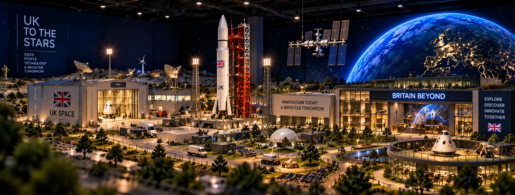 Miniature British space and innovation campus exploring science, engineering and future technology