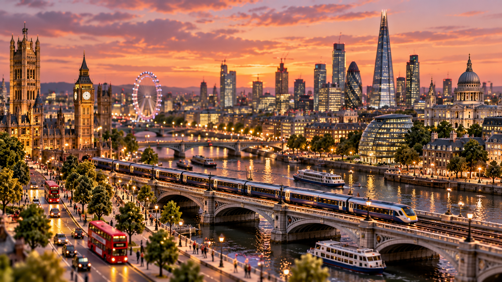 Miniature London showing the engineering of a modern British city