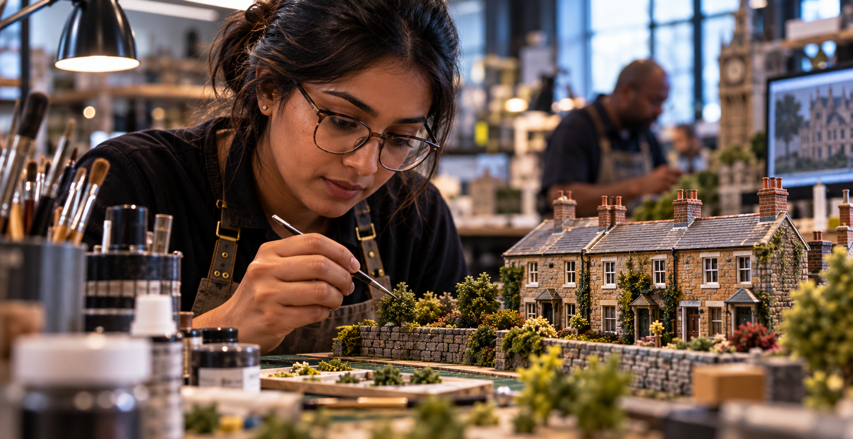 Fine miniature modelmaking and hand-finishing work in the Model Britain workshop