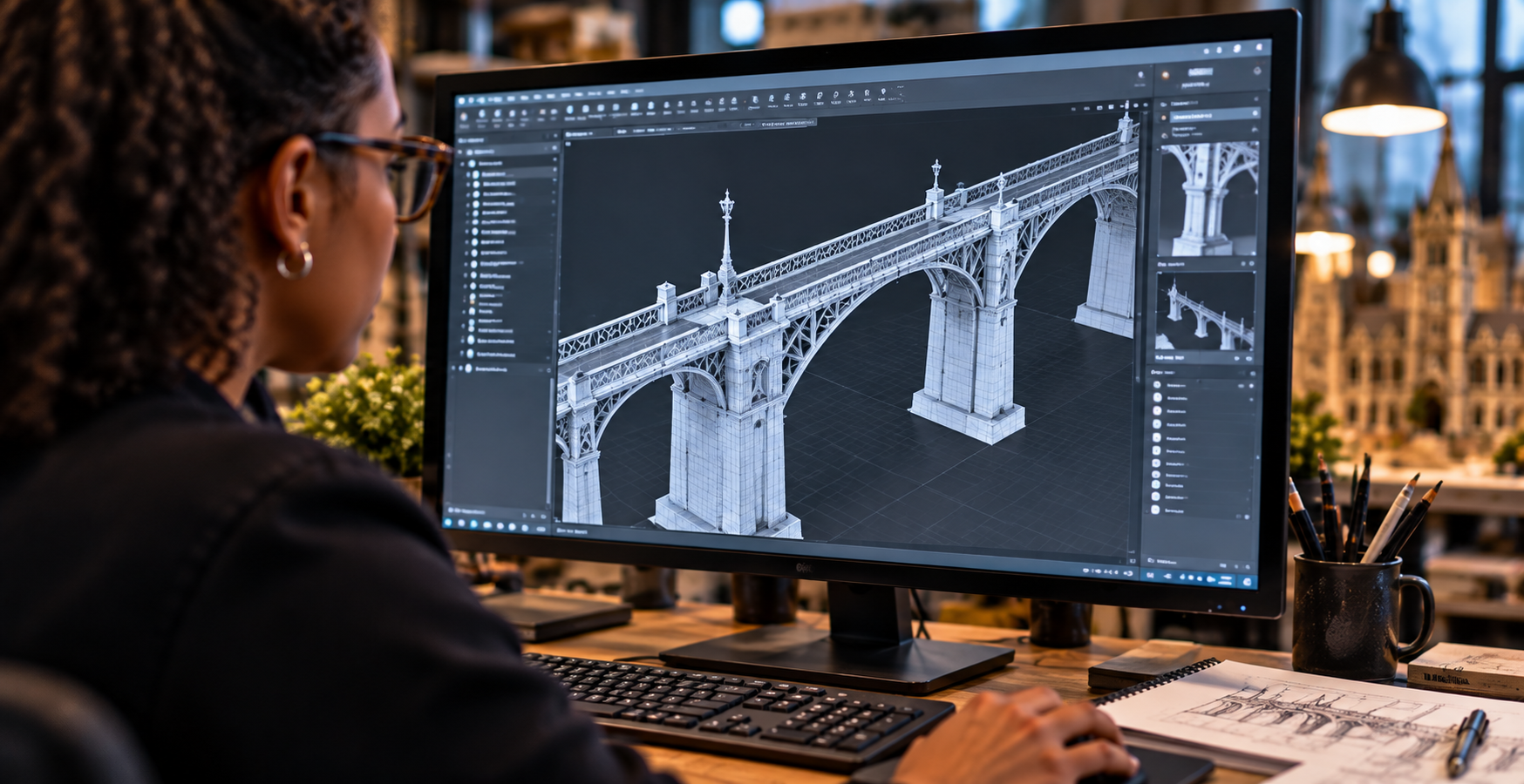 Digital architectural modelling of a detailed bridge for Model Britain