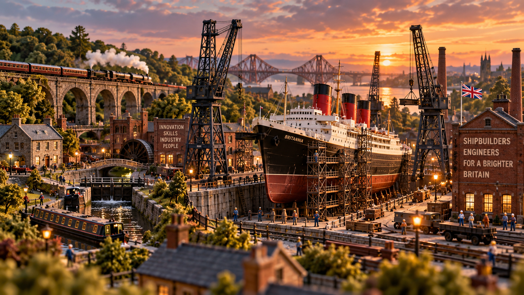 Model Britain miniature shipyard representing Britain's engineering heritage