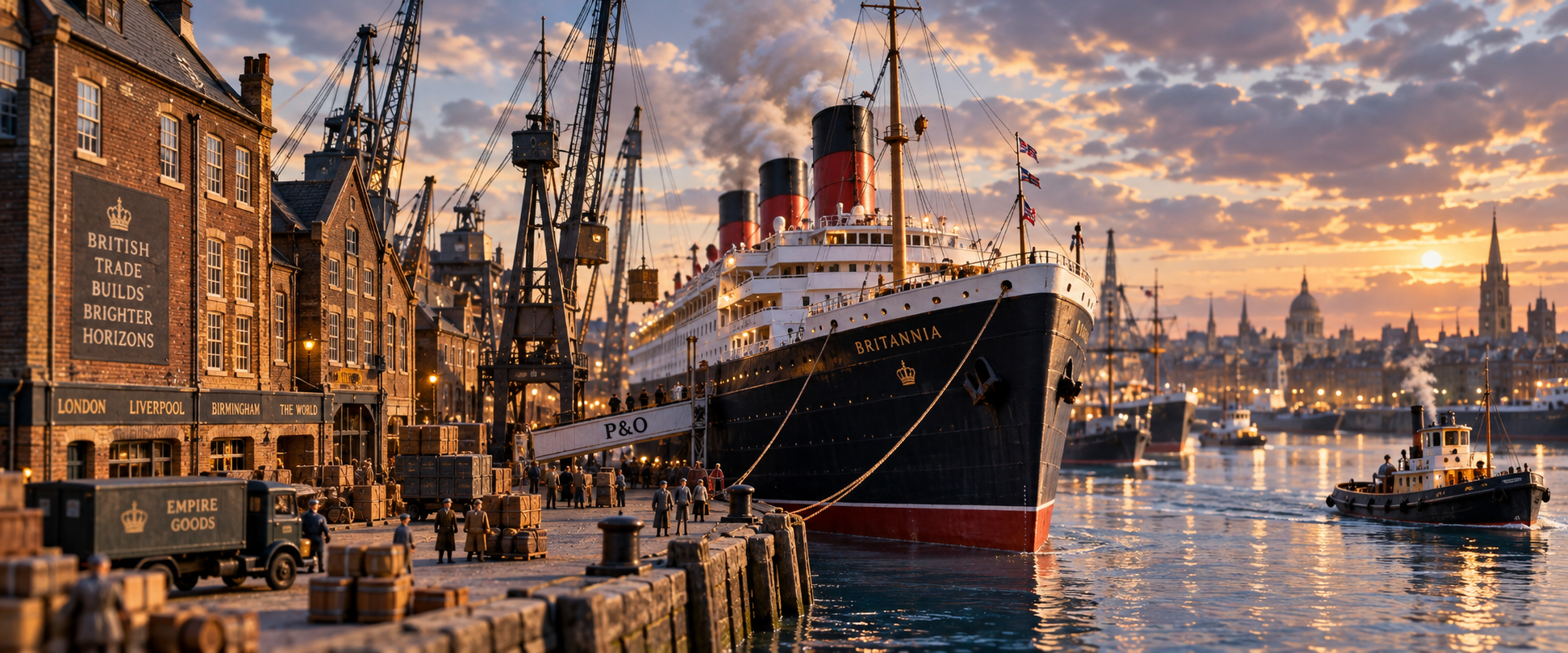 Historic ocean liner Britannia at a British quayside