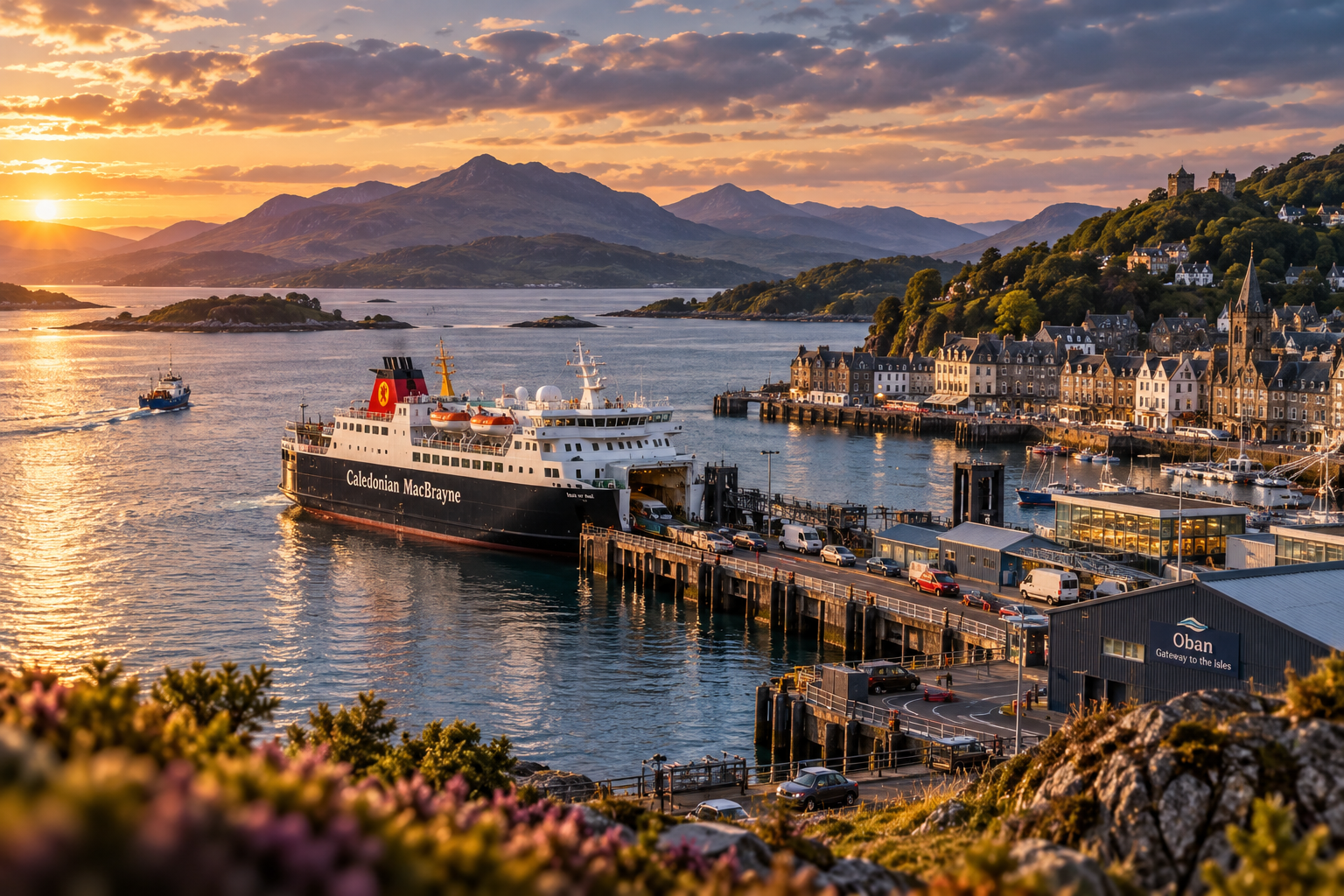 Ferry and harbour at Oban on Scotland's west coast