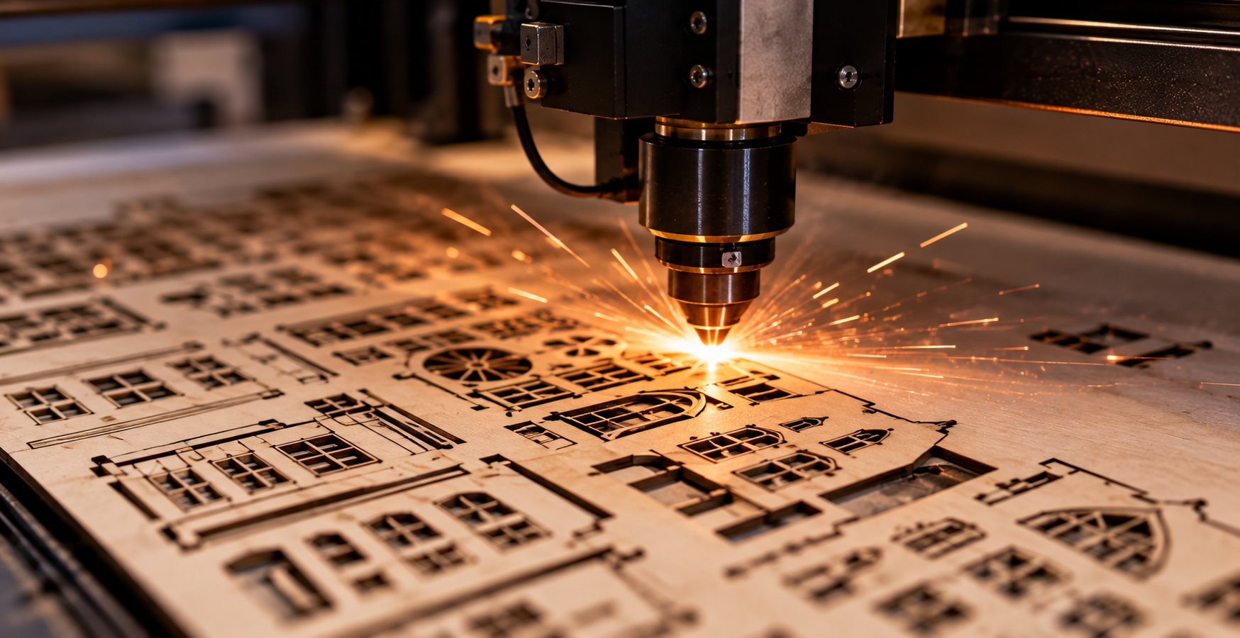 Laser cutting intricate architectural components for a Model Britain miniature