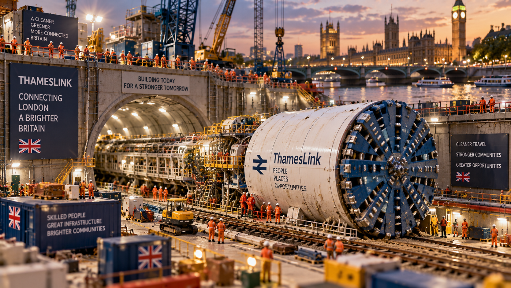 Miniature Thames tunnel engineering construction scene